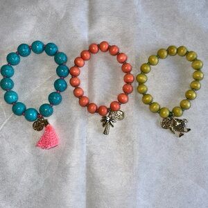 Lilly Pulitzer set of 3 stretch bracelets w/ attached charms